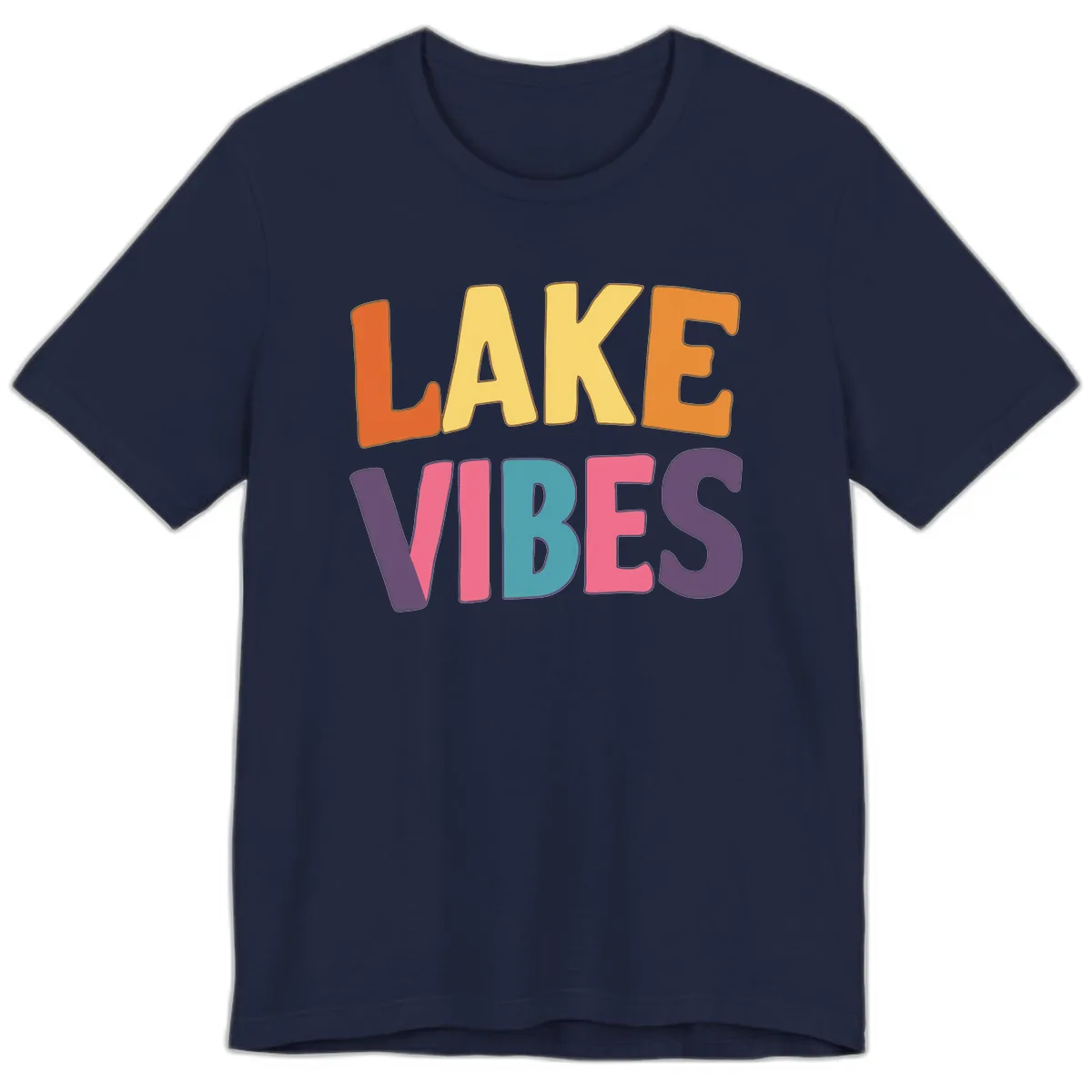 Lake Vibes Typography Design Premium T-Shirt in Navy
