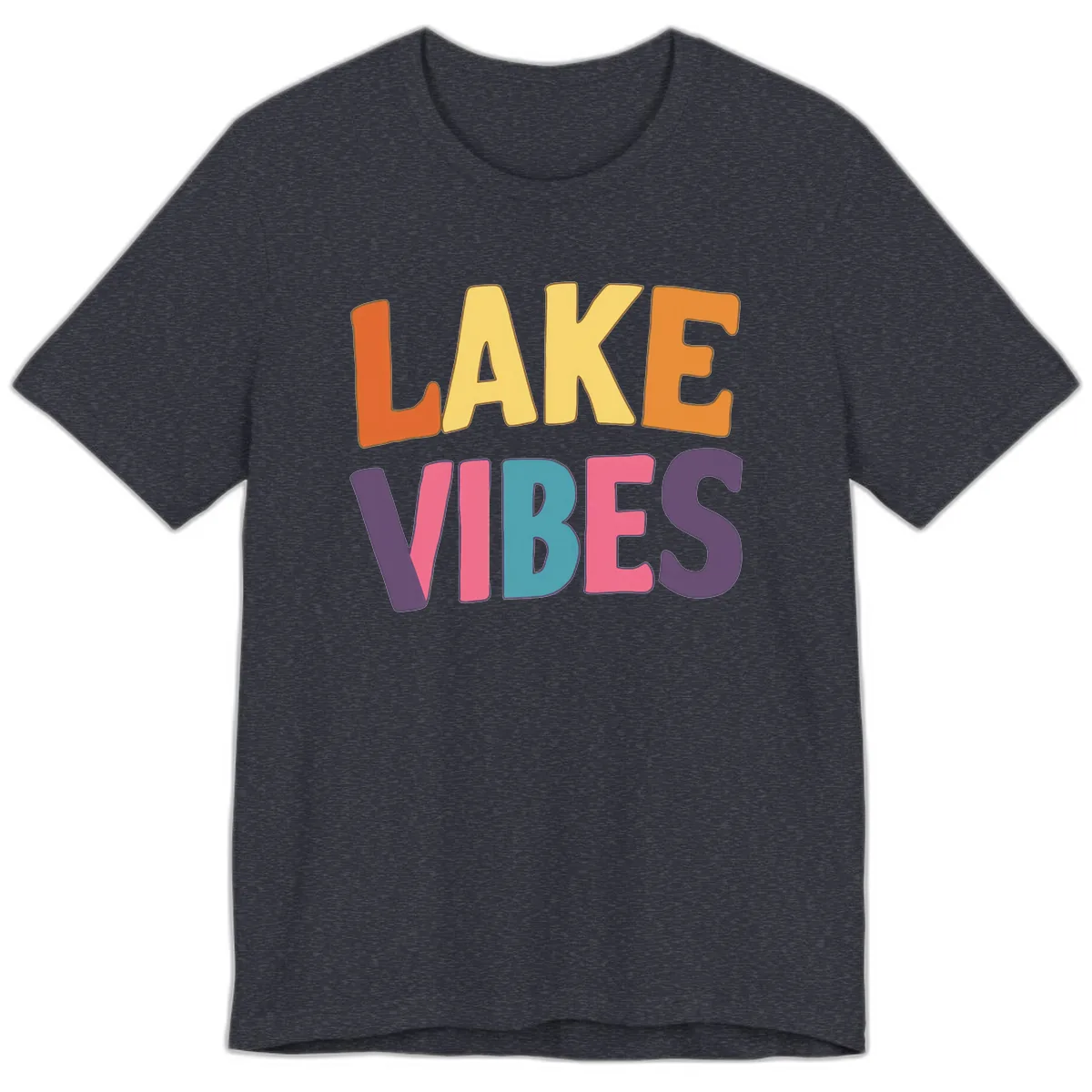 Lake Vibes Typography Design Premium T-Shirt in Heather Navy