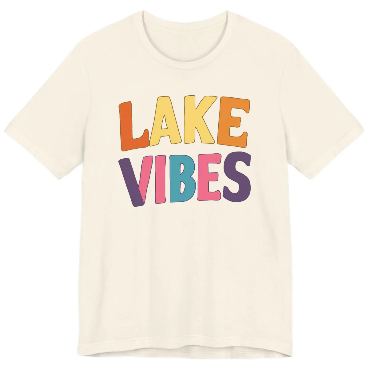 Lake Vibes Typography Design Premium T-Shirt in Natural