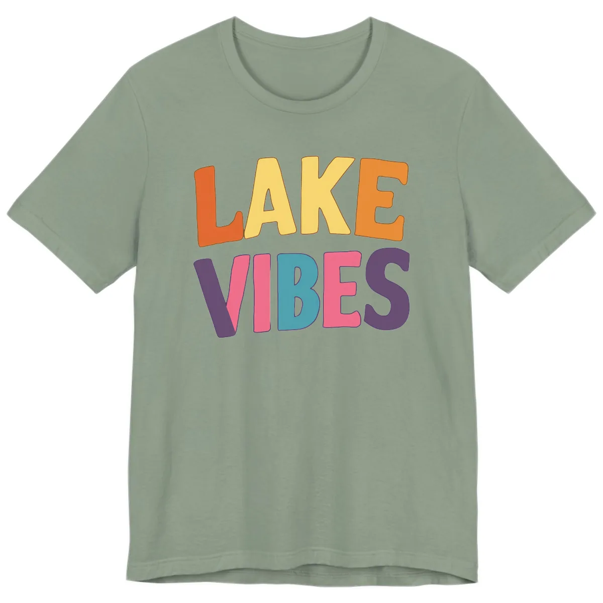 Lake Vibes Typography Design Premium T-Shirt in Sage