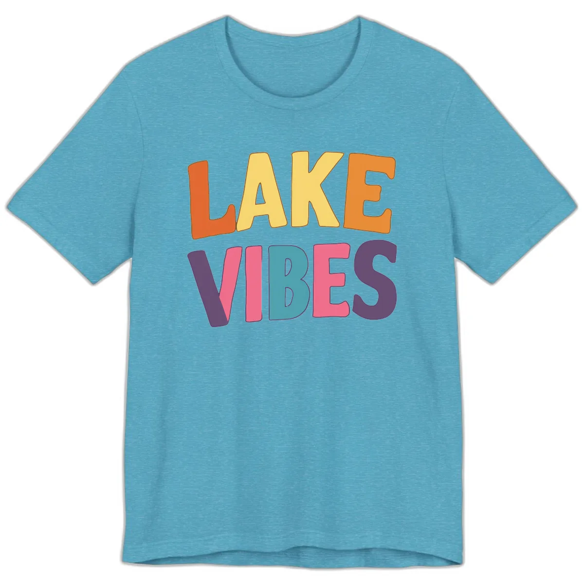 Lake Vibes Typography Design Premium T-Shirt in Heather Aqua