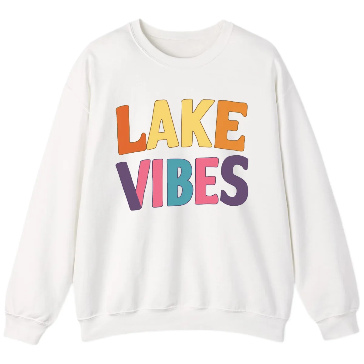 Lake Vibes Typography Design Sweatshirt in White