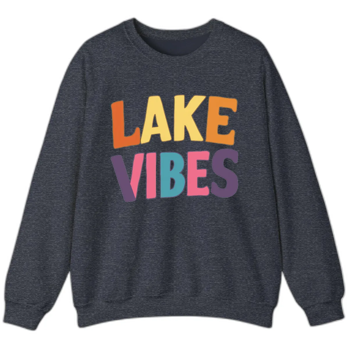 Lake Vibes Typography Design Sweatshirt in Heather Sport Dark Navy
