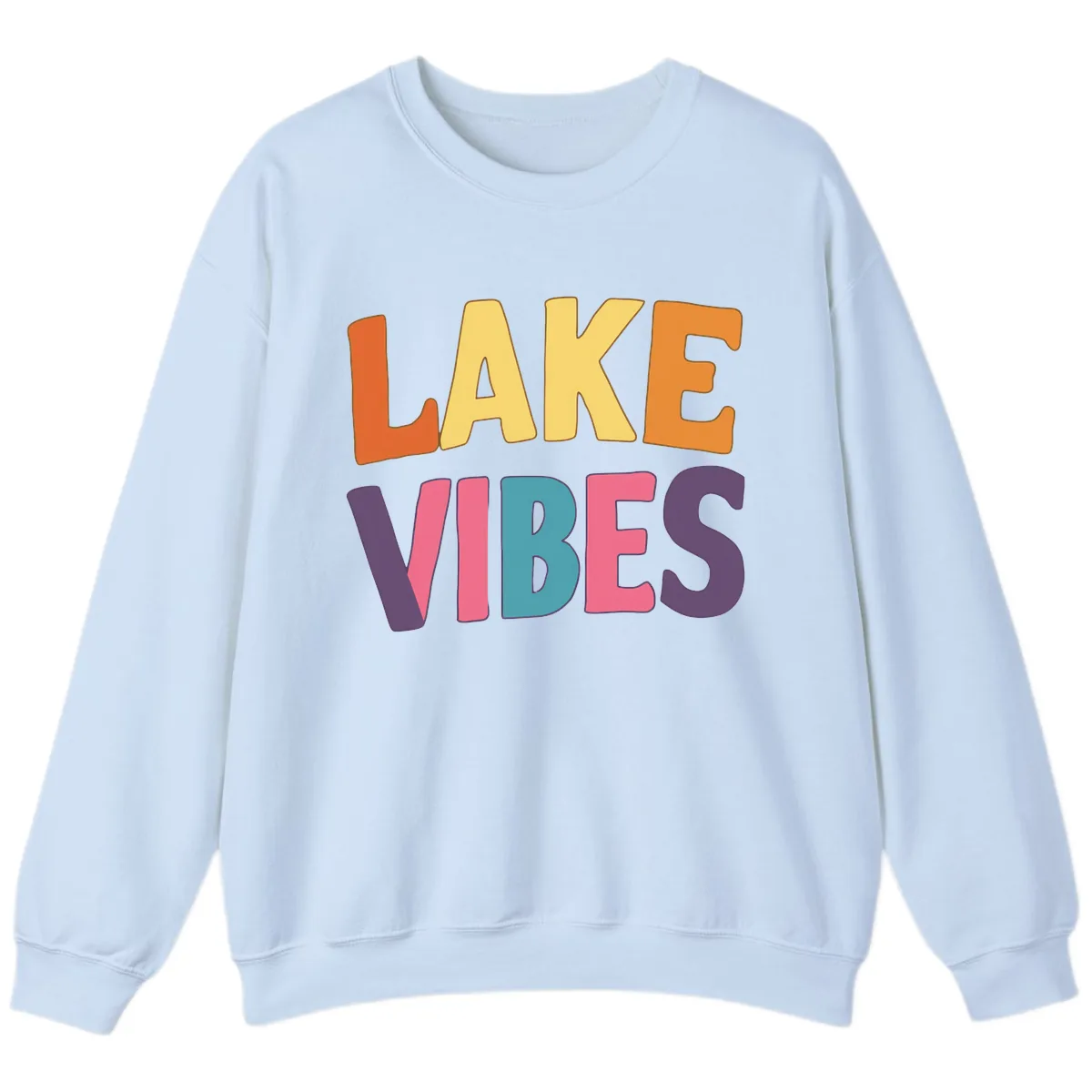 Lake Vibes Typography Design Sweatshirt in Light Blue
