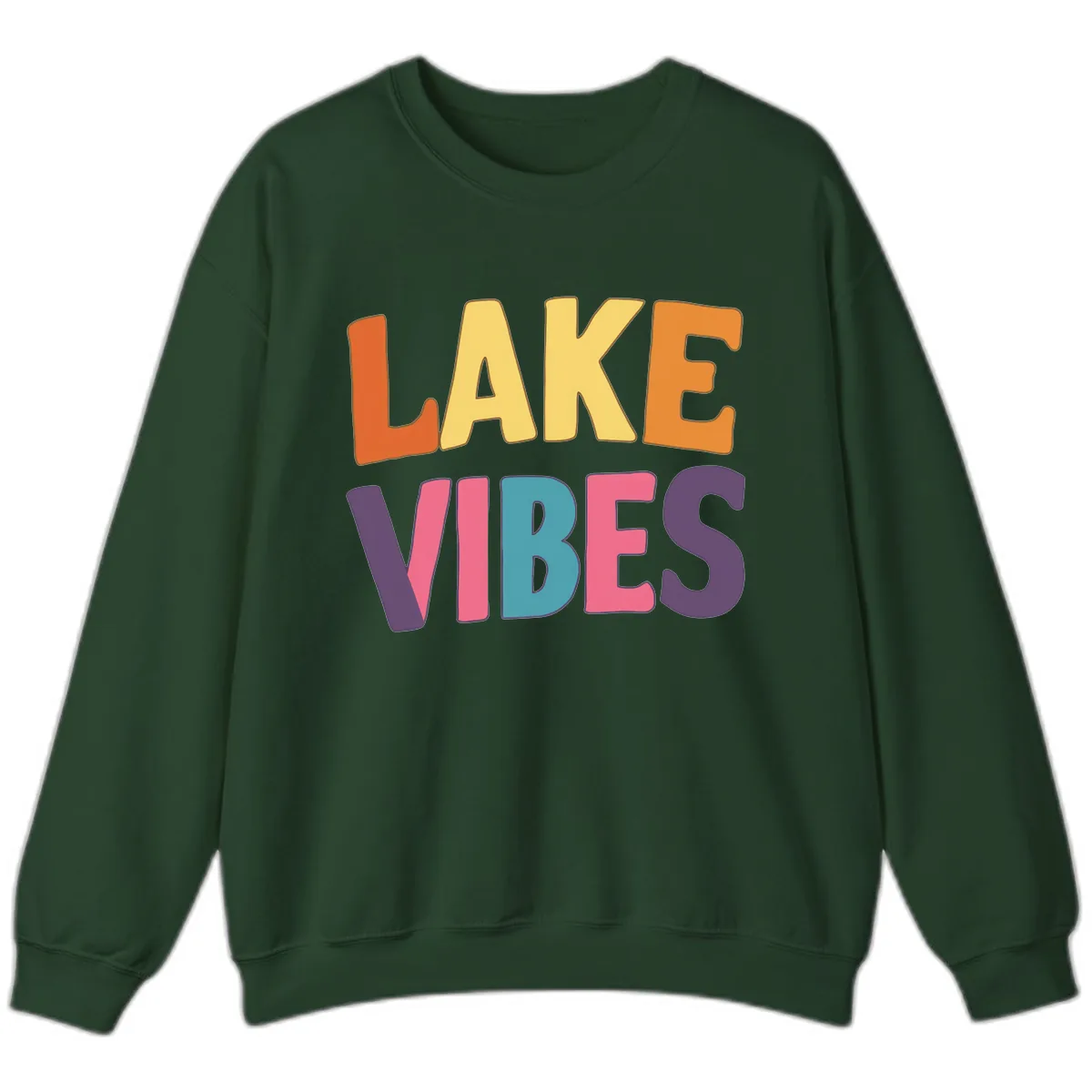 Lake Vibes Typography Design Sweatshirt in Forest Green