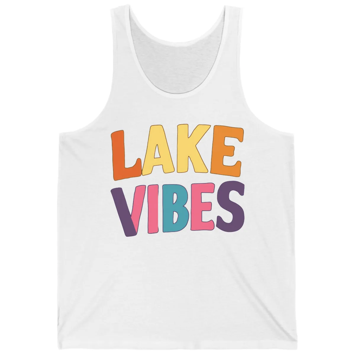Lake Vibes Typography Design Tank in White