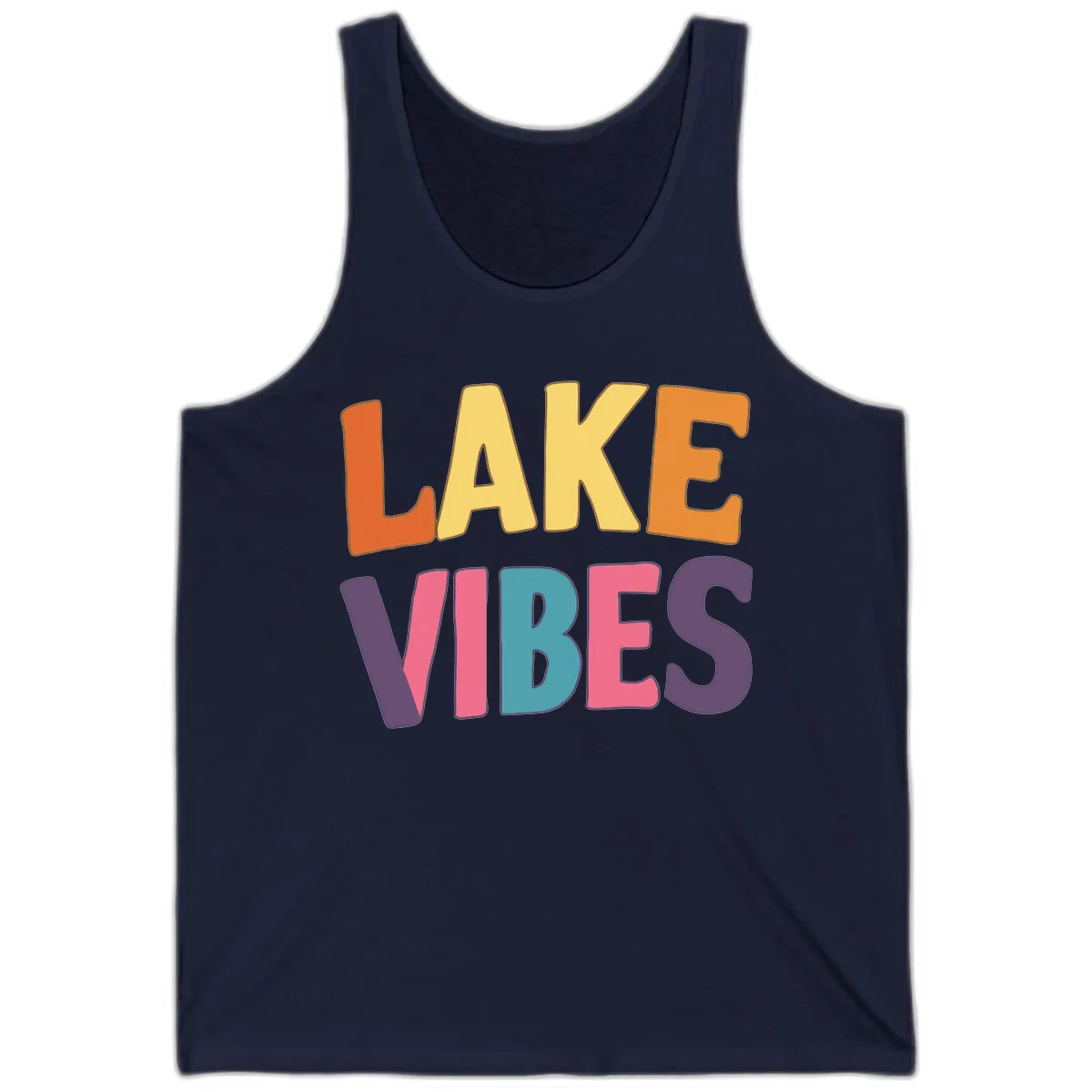 Lake Vibes Typography Design Tank in Navy