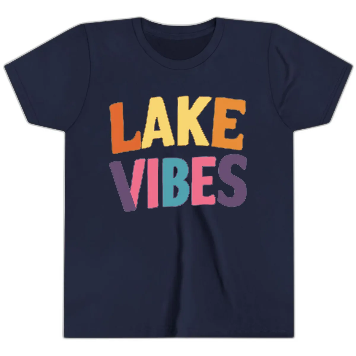 Lake Vibes Typography Design Youth T-Shirt in Navy