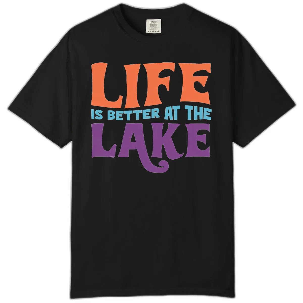 Life Is Better At The Lake Typography Comfort Color in Black