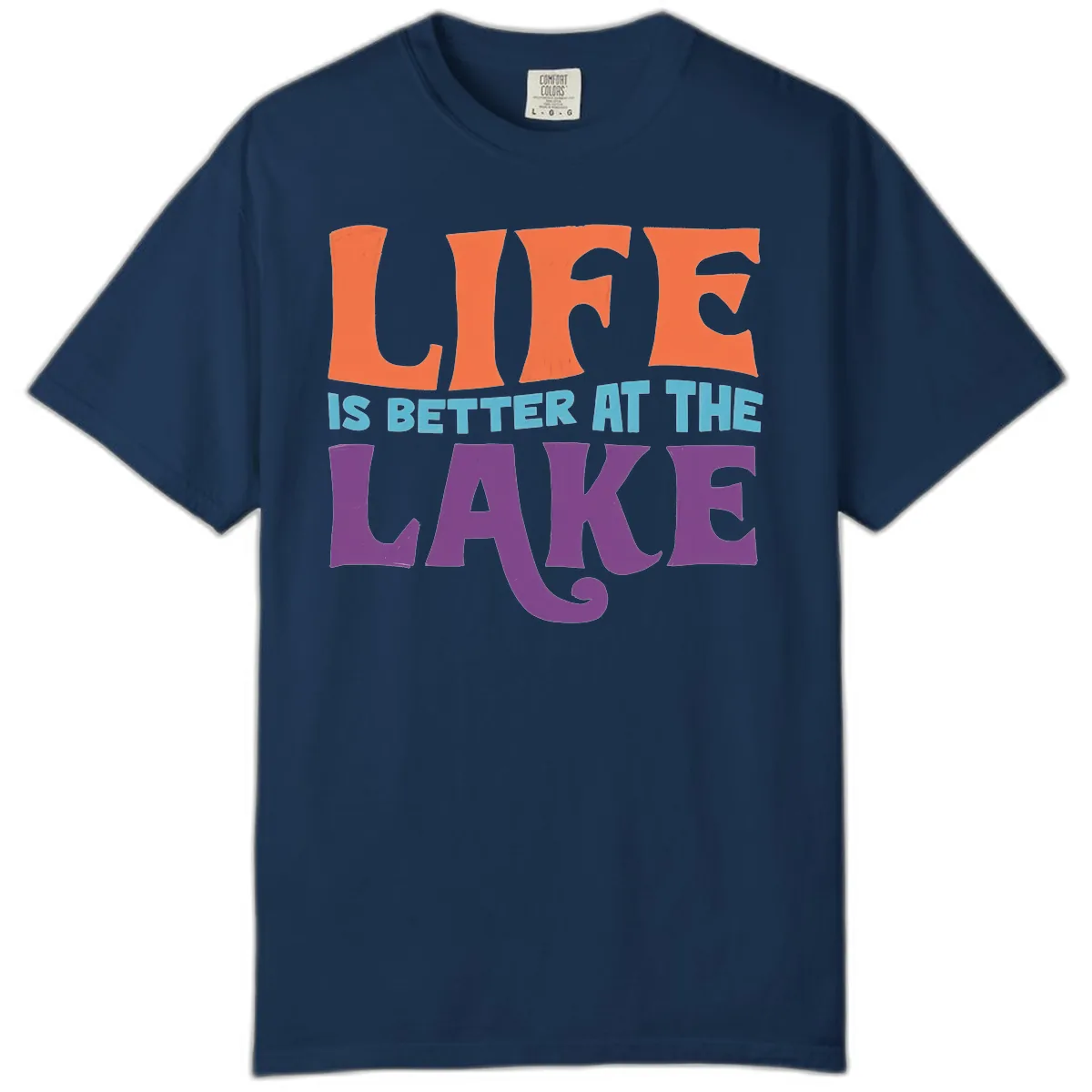 Life Is Better At The Lake Typography Comfort Color in Navy