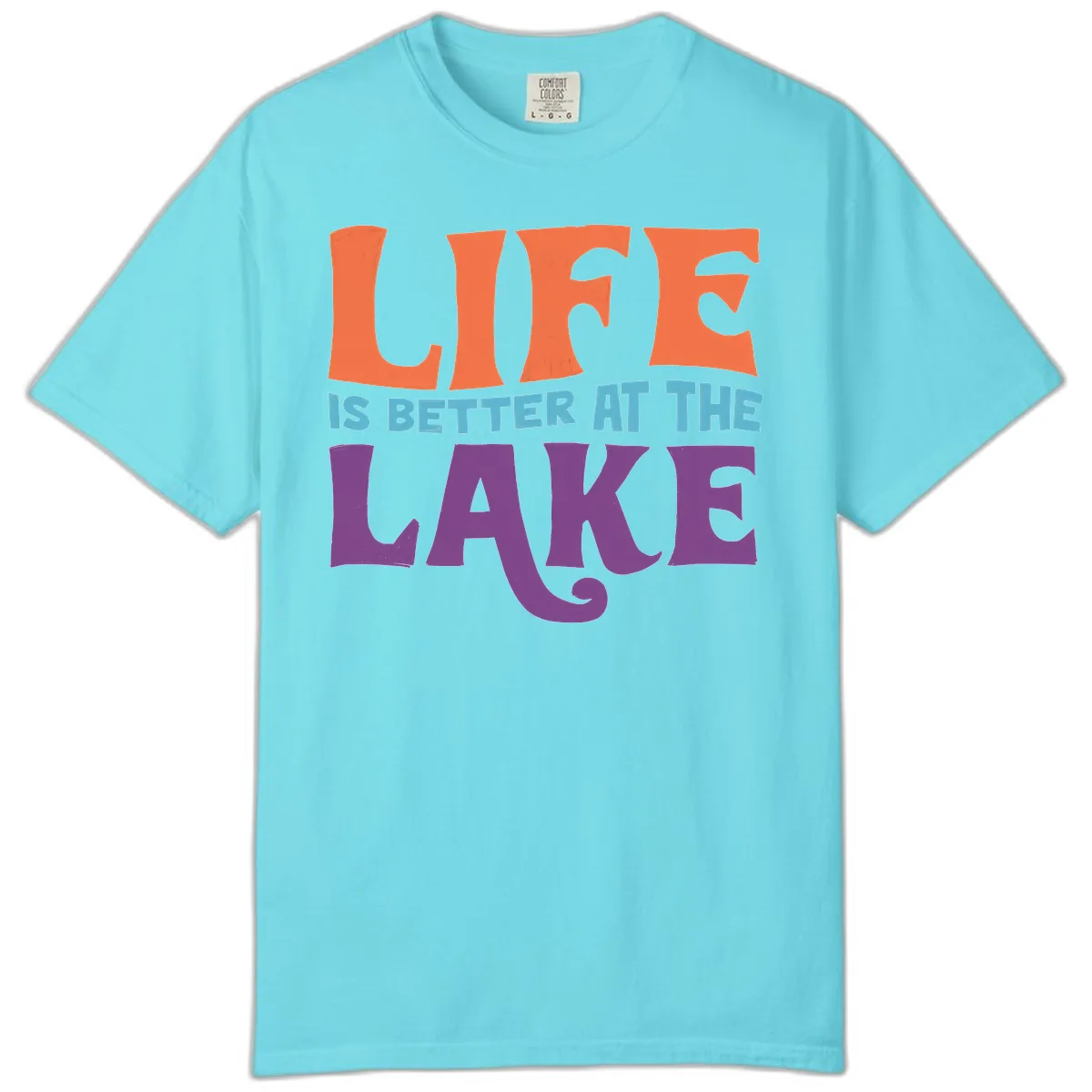 Life Is Better At The Lake Typography Comfort Color in Lagoon Blue