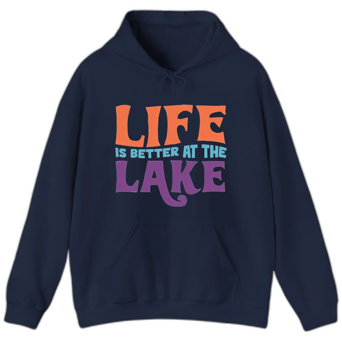 Life Is Better At The Lake Typography Hoodie in Navy
