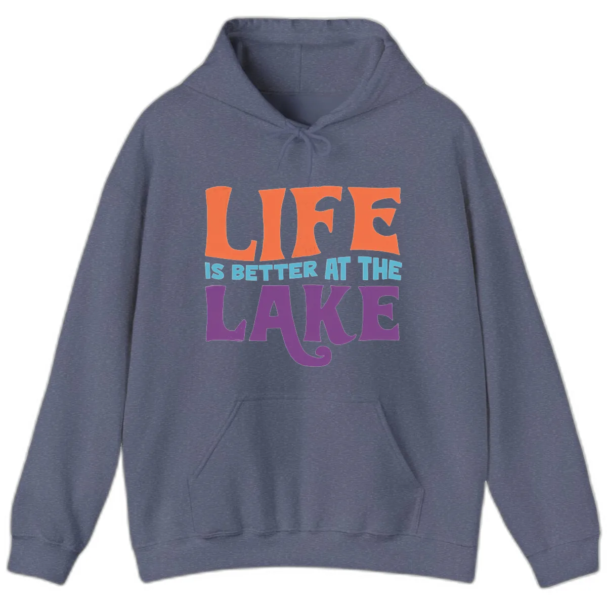 Life Is Better At The Lake Typography Hoodie in Heather Navy