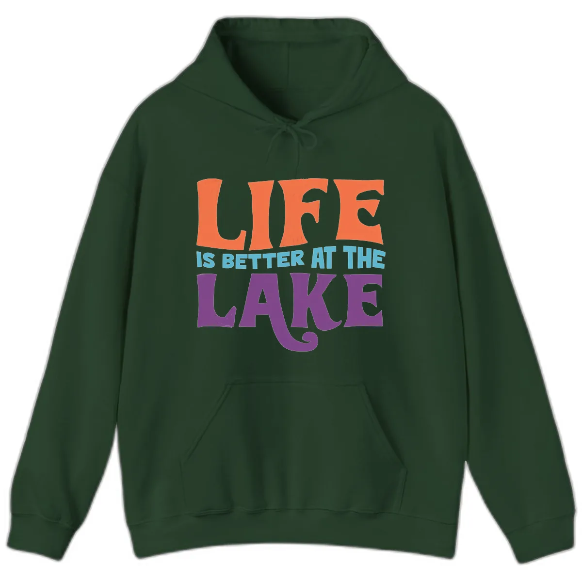 Life Is Better At The Lake Typography Hoodie in Forest Green