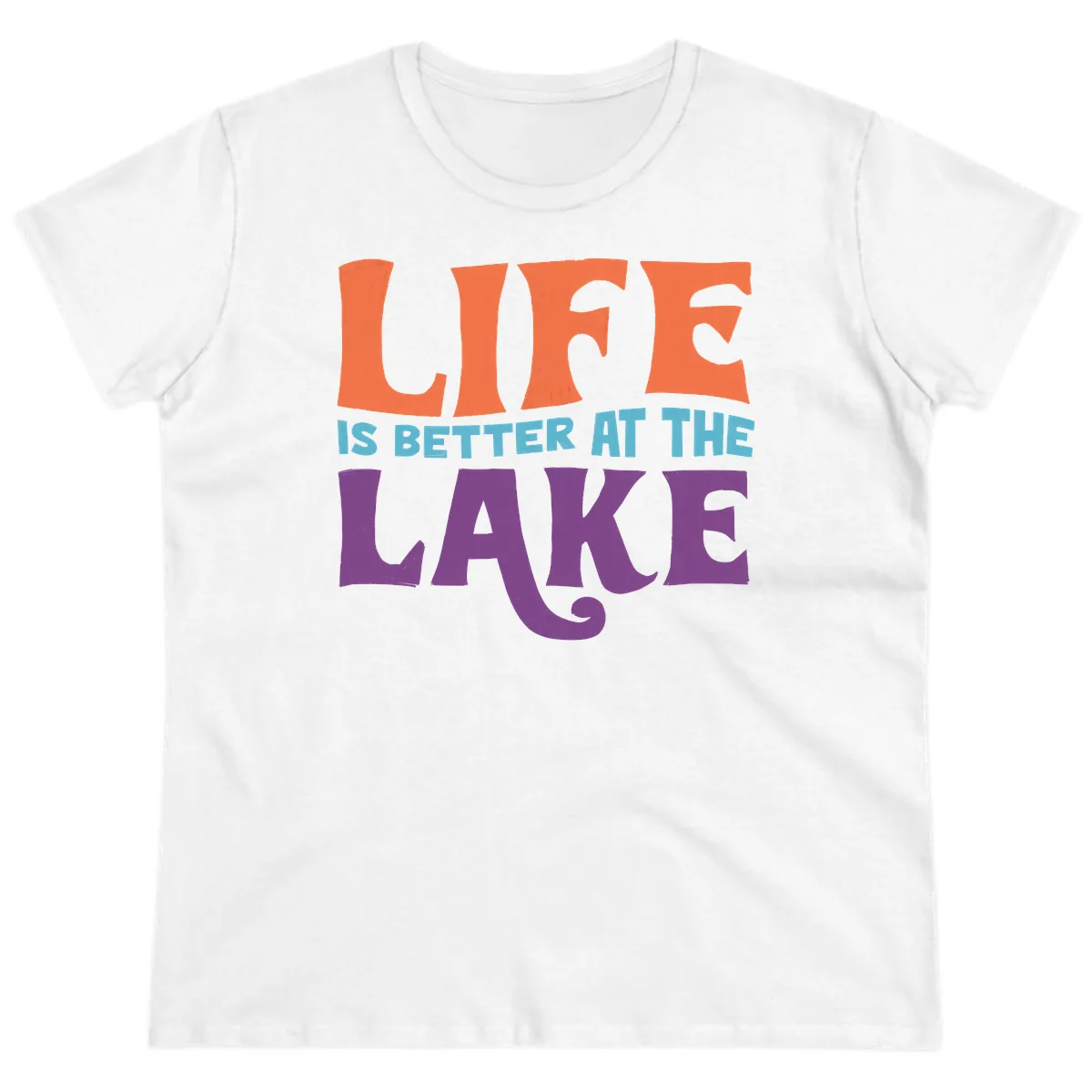 Life Is Better At The Lake Typography Ladies Tee in White