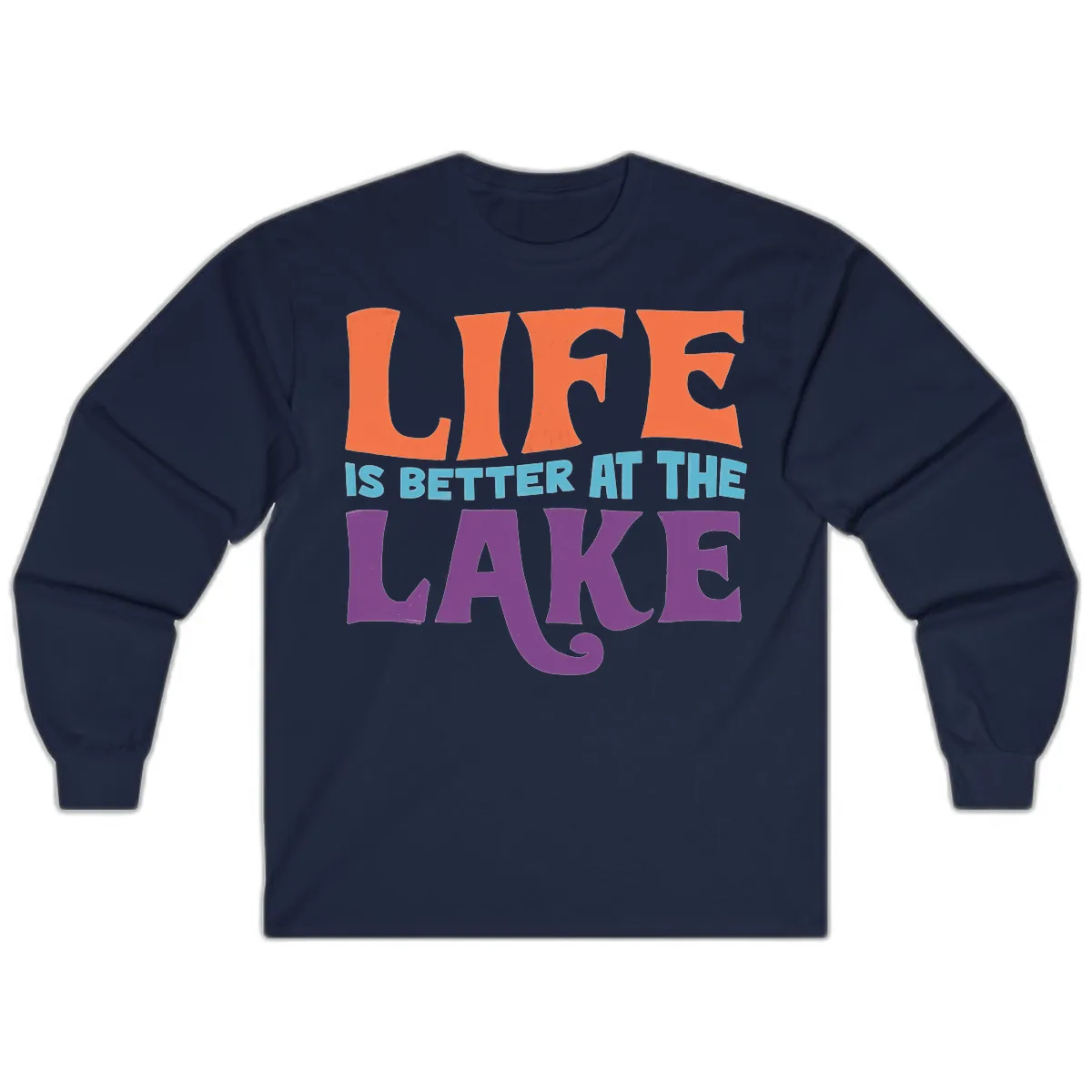 Life Is Better At The Lake Typography Long Sleeve in Navy