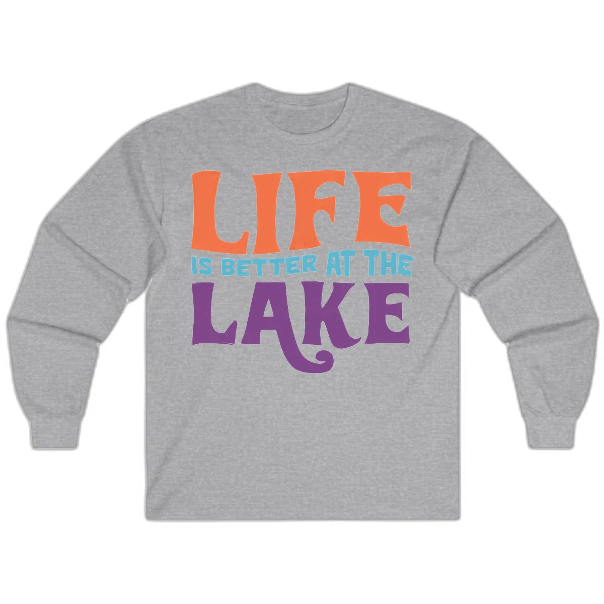 Life Is Better At The Lake Typography Long Sleeve in Sport Grey