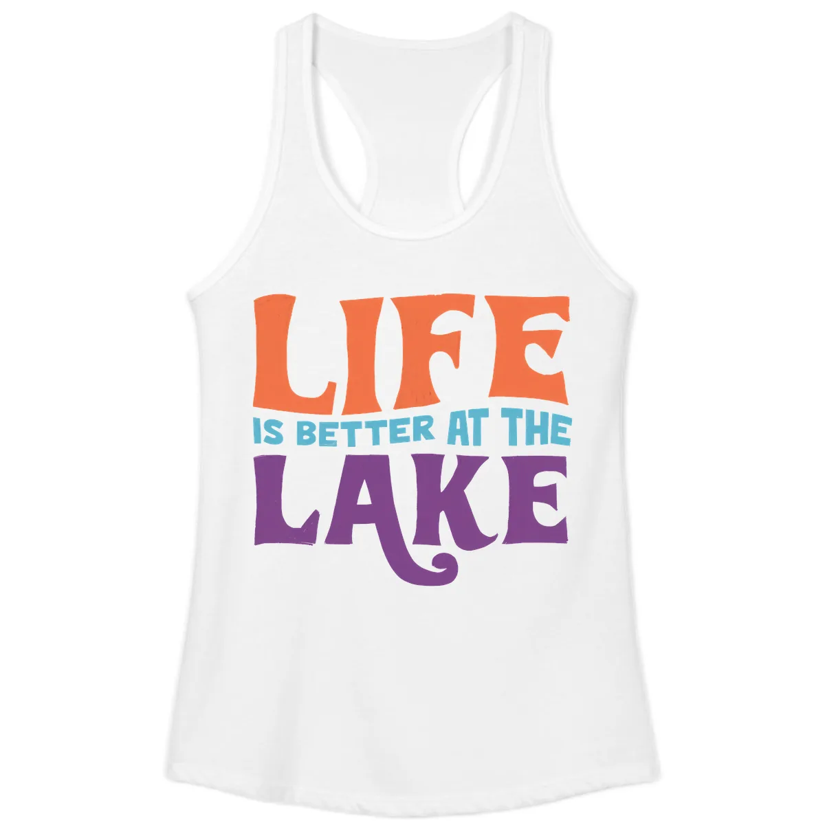 Life Is Better At The Lake Typography Ladies Tank in White