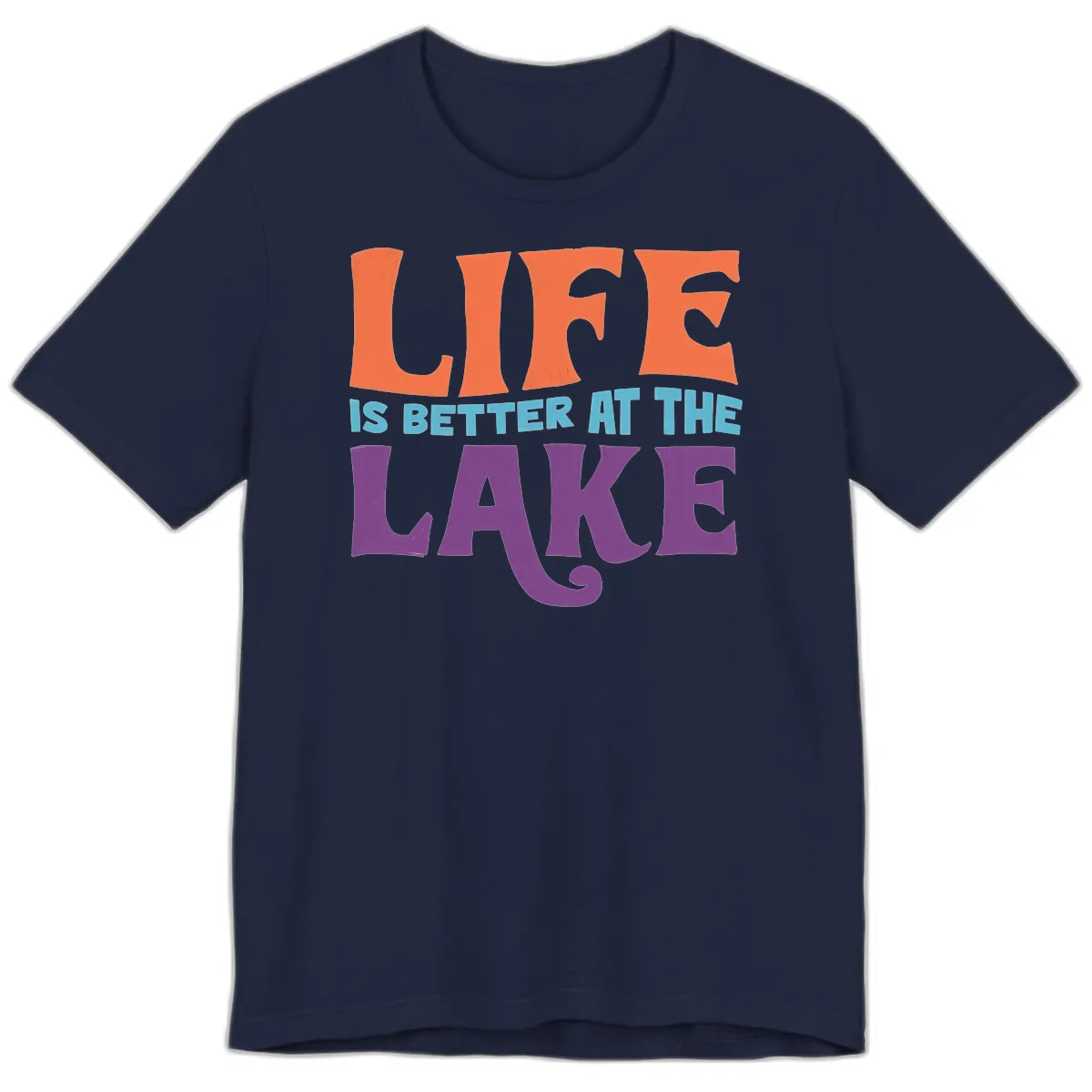Life Is Better At The Lake Typography Premium T-Shirt in Navy