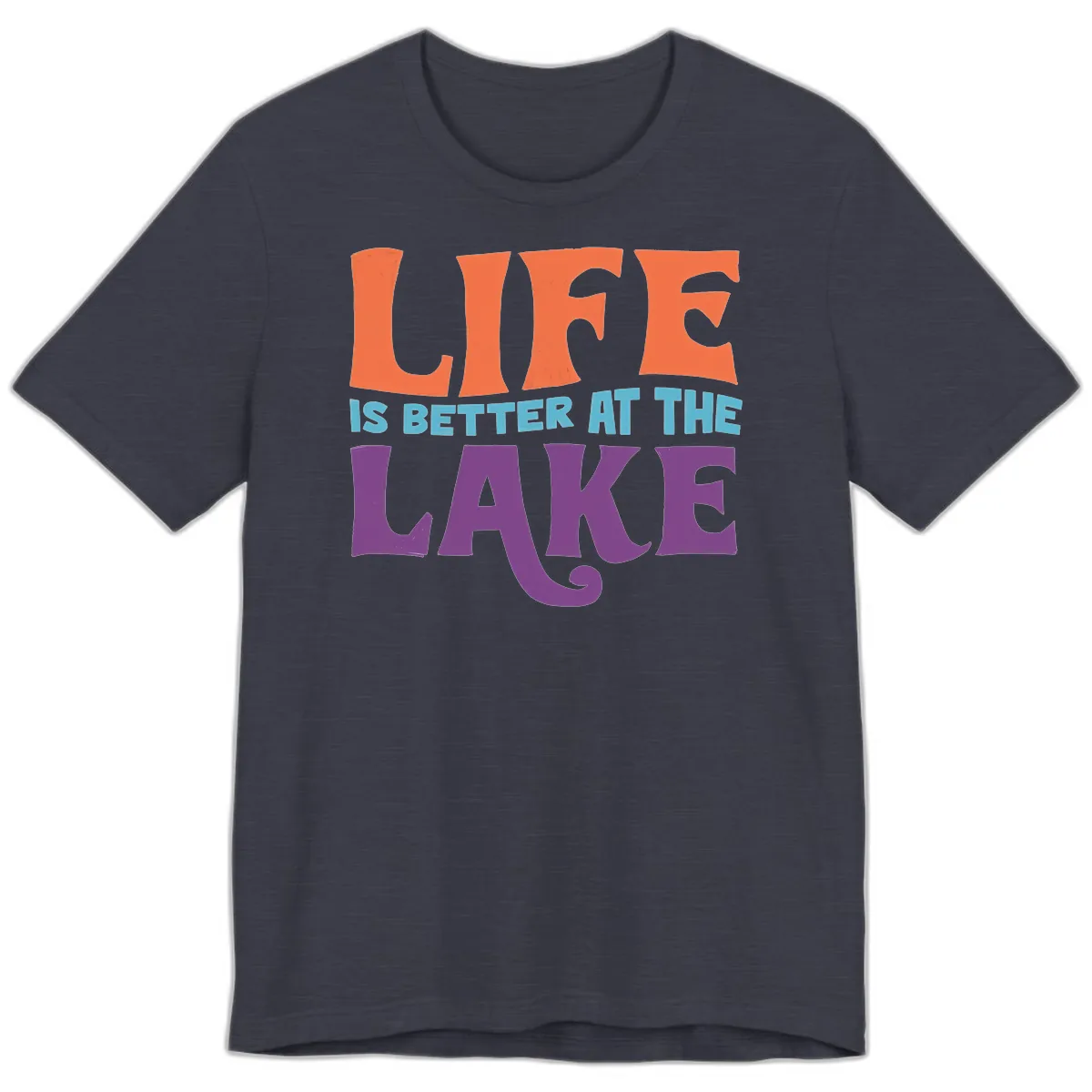 Life Is Better At The Lake Typography Premium T-Shirt in Heather Midnight Navy