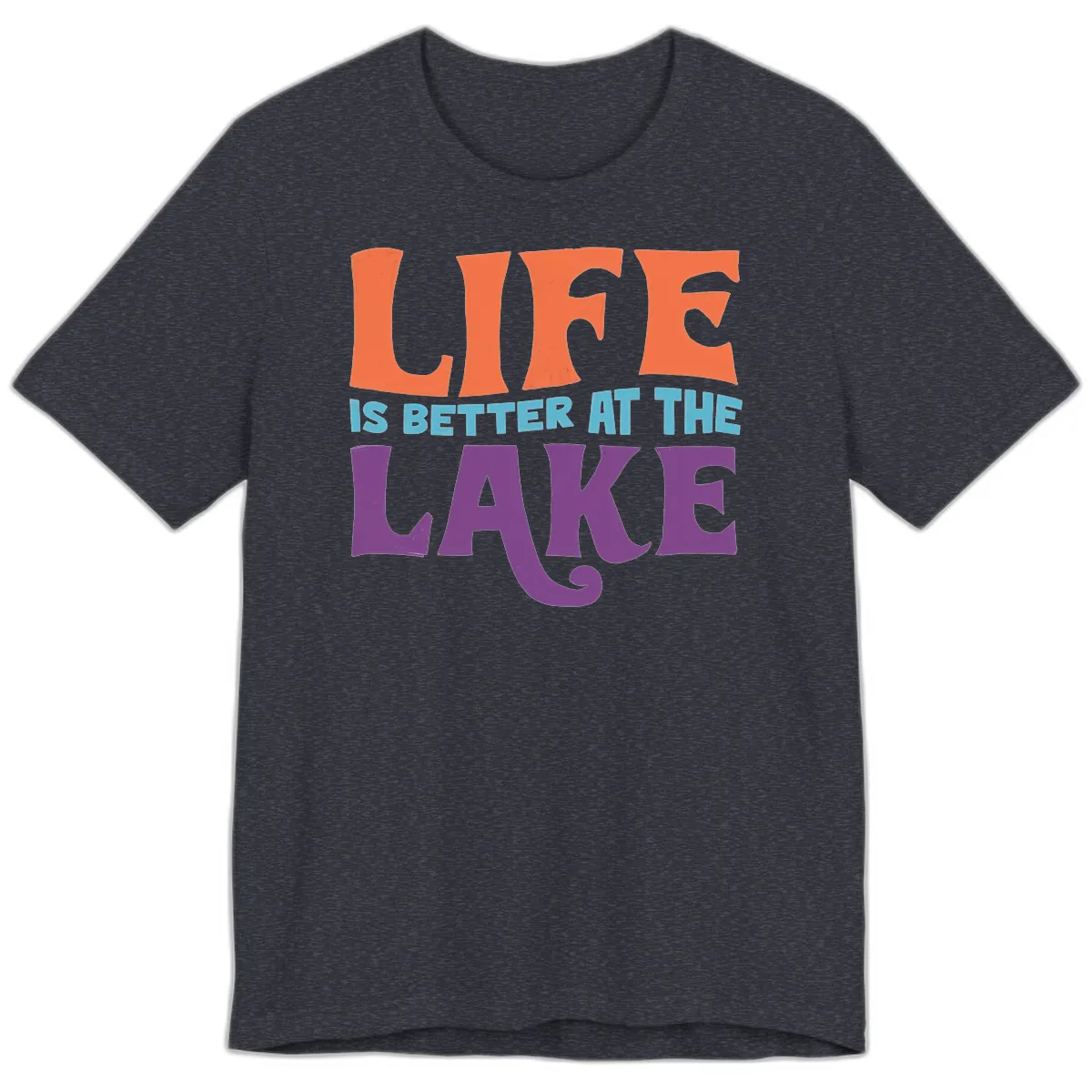 Life Is Better At The Lake Typography Premium T-Shirt in Heather Navy