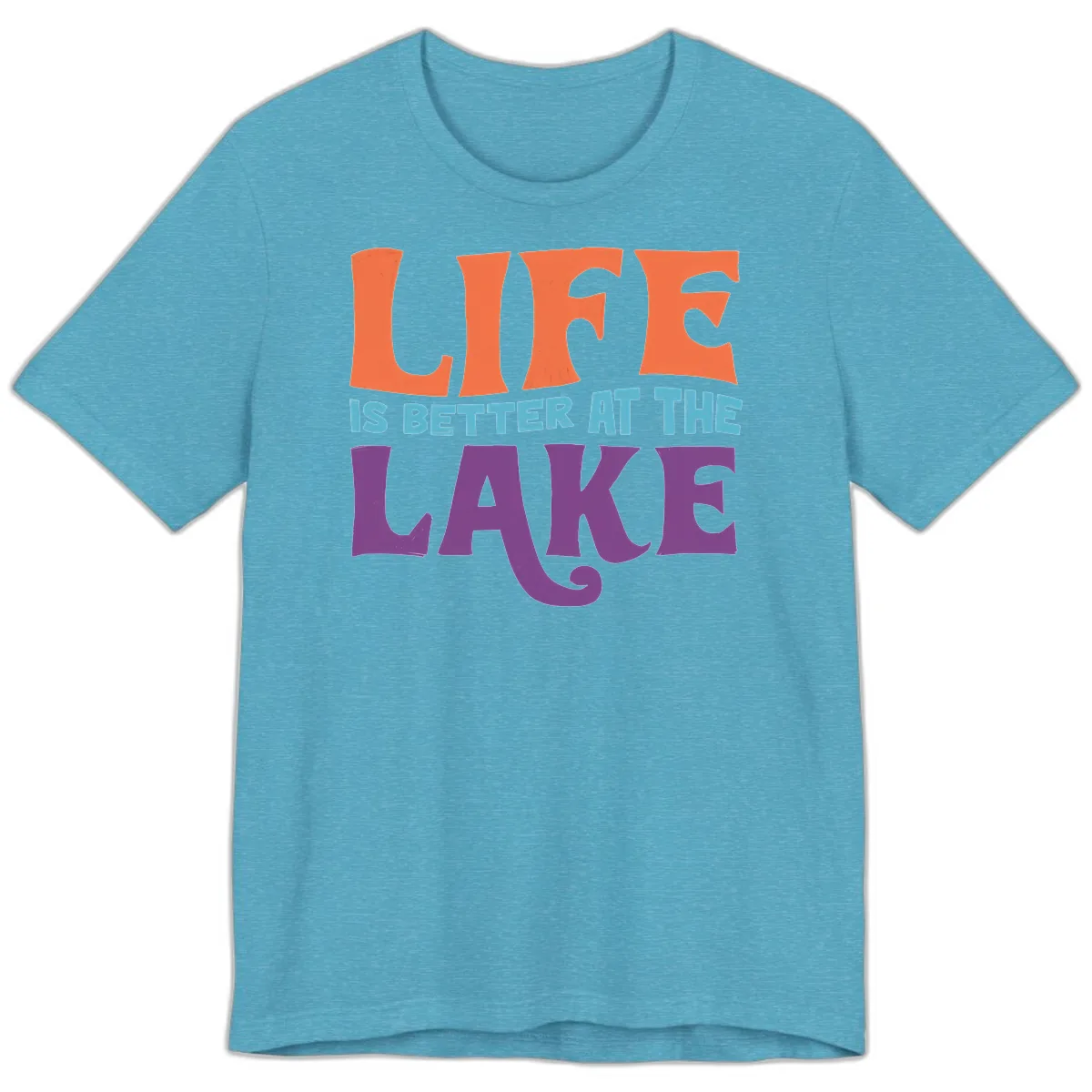Life Is Better At The Lake Typography Premium T-Shirt in Heather Aqua
