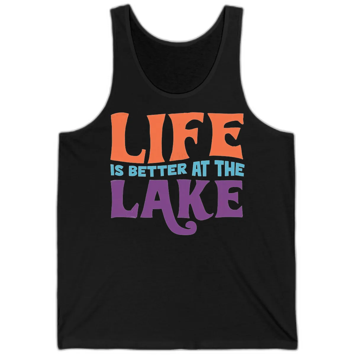 Life Is Better At The Lake Typography Tank in Black