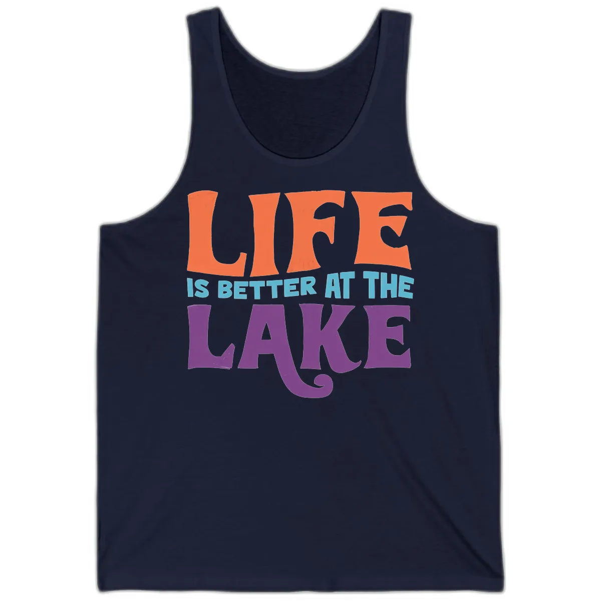 Life Is Better At The Lake Typography Tank in Navy