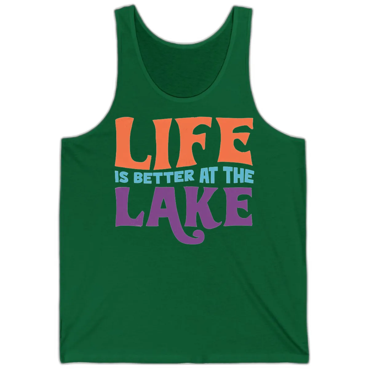 Life Is Better At The Lake Typography Tank in Kelly
