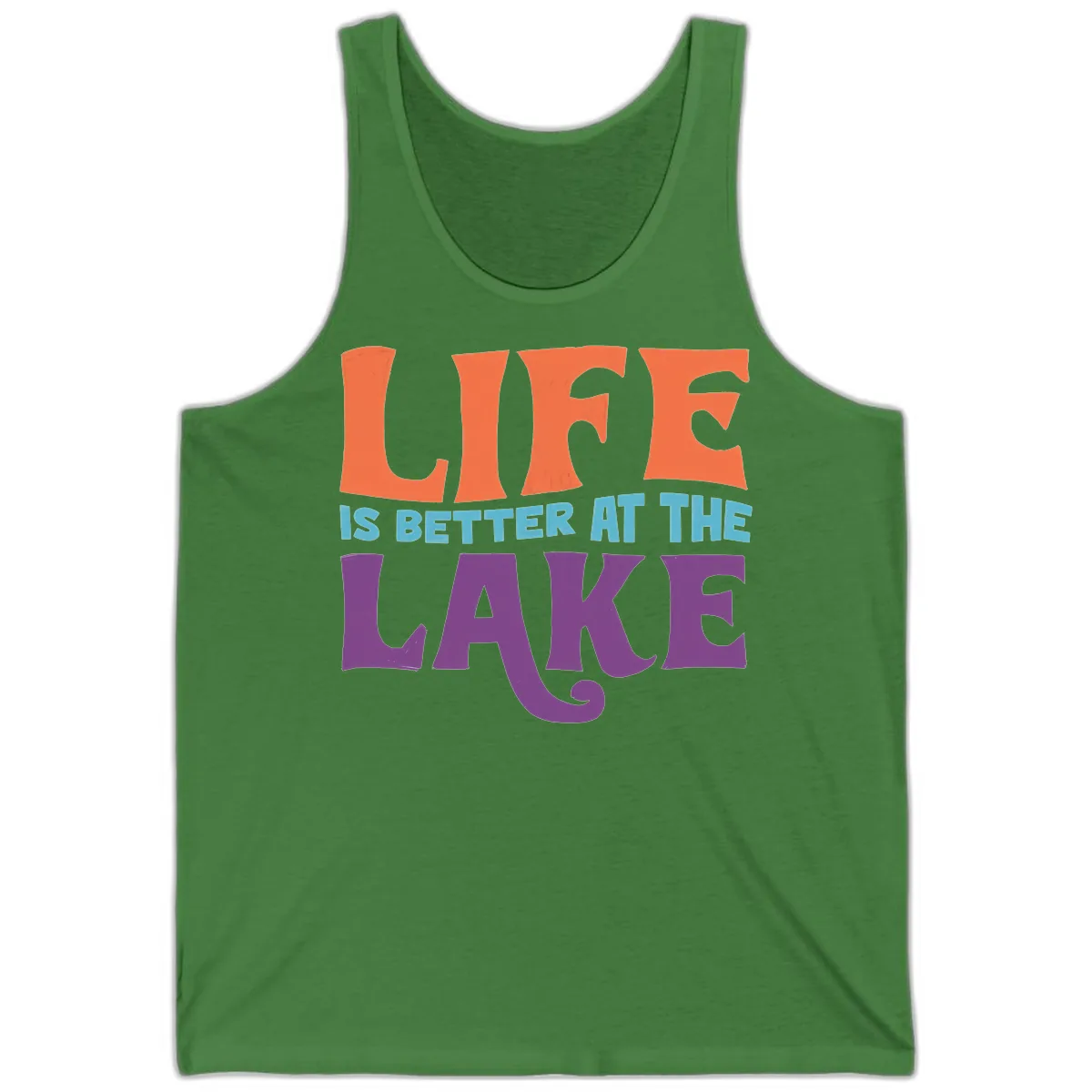 Life Is Better At The Lake Typography Tank in Leaf