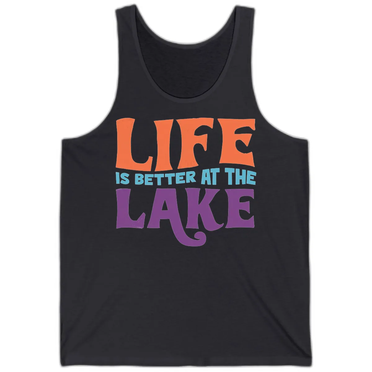 Life Is Better At The Lake Typography Tank in Dark Grey