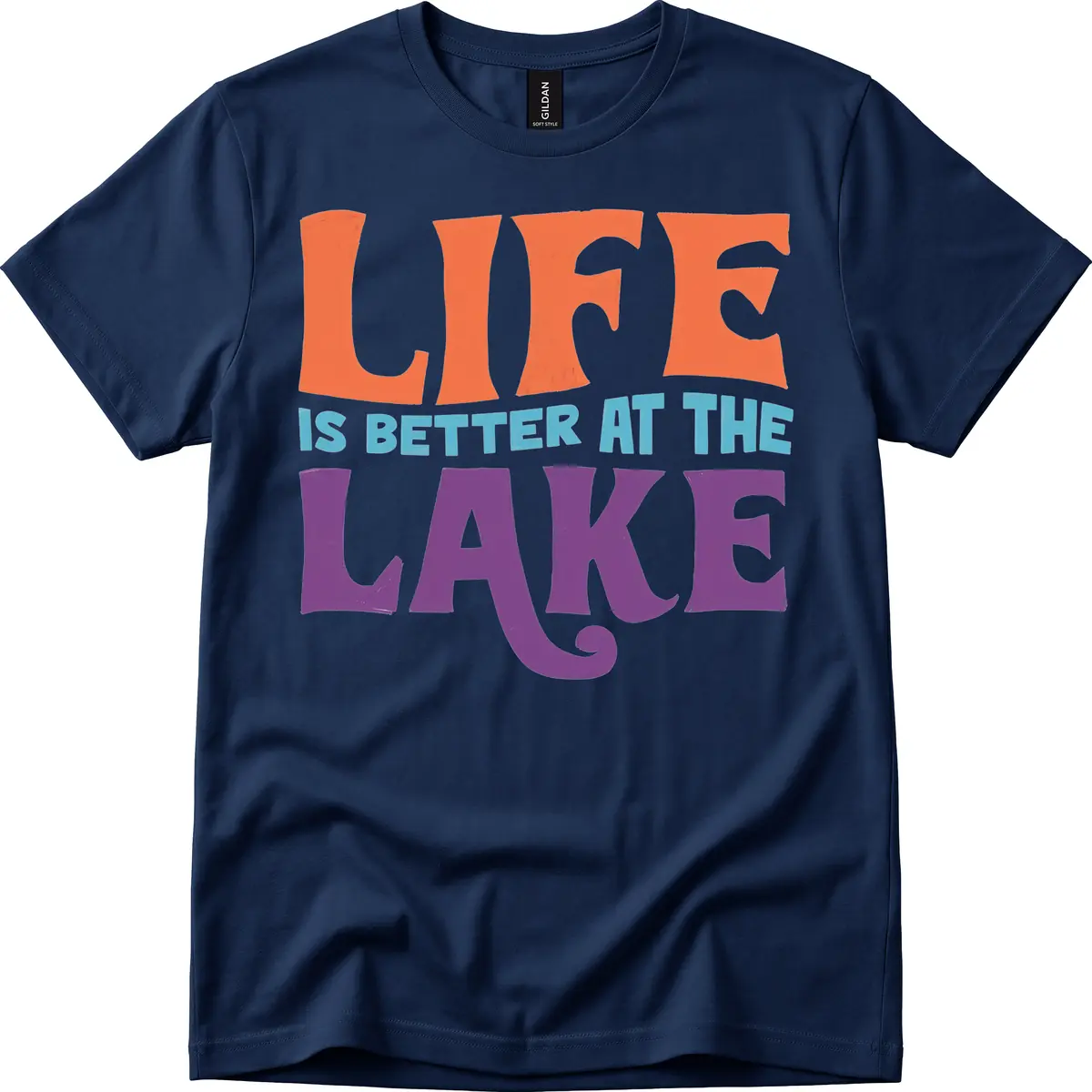 Life Is Better At The Lake Typography T-Shirt in Navy