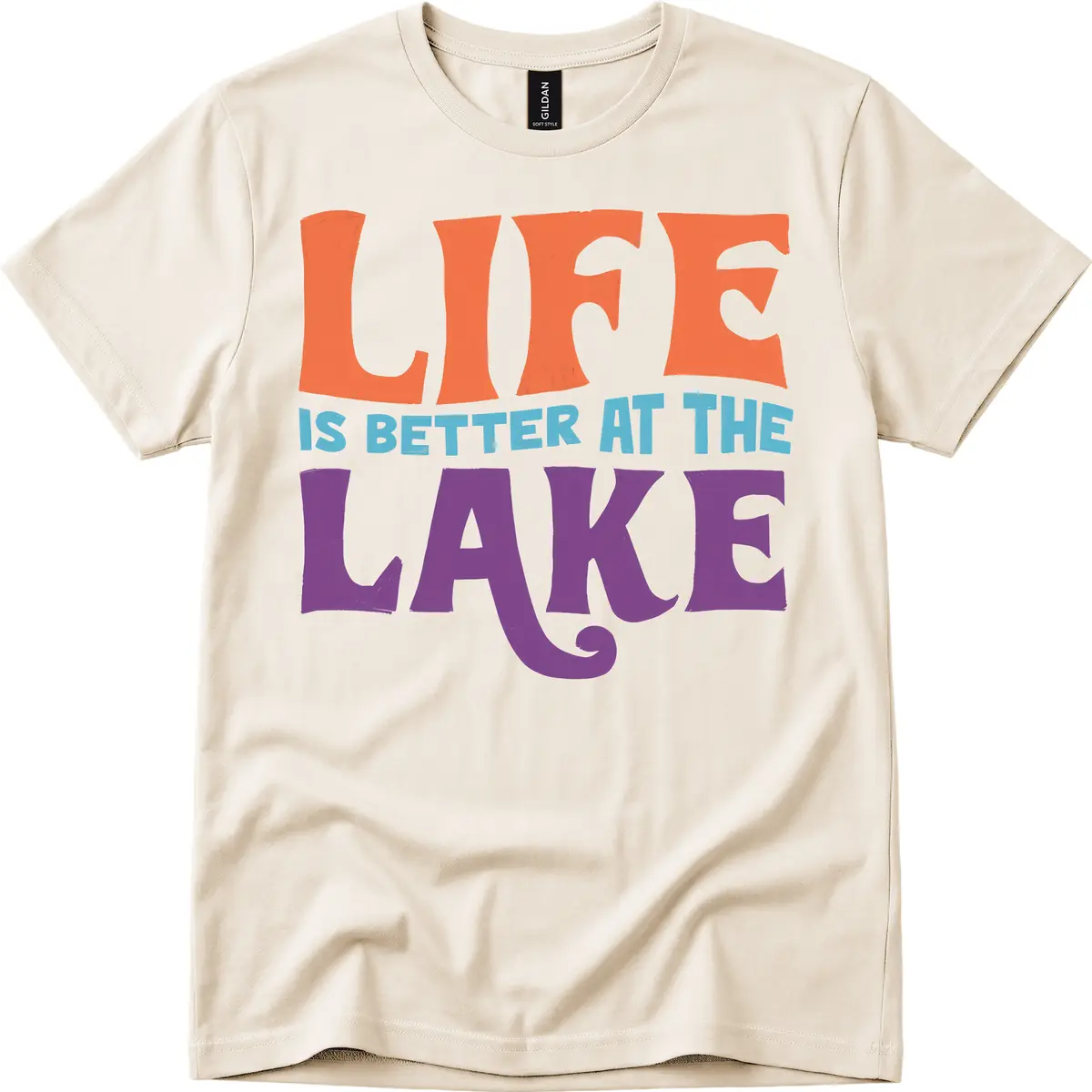 Life Is Better At The Lake Typography T-Shirt in Natural