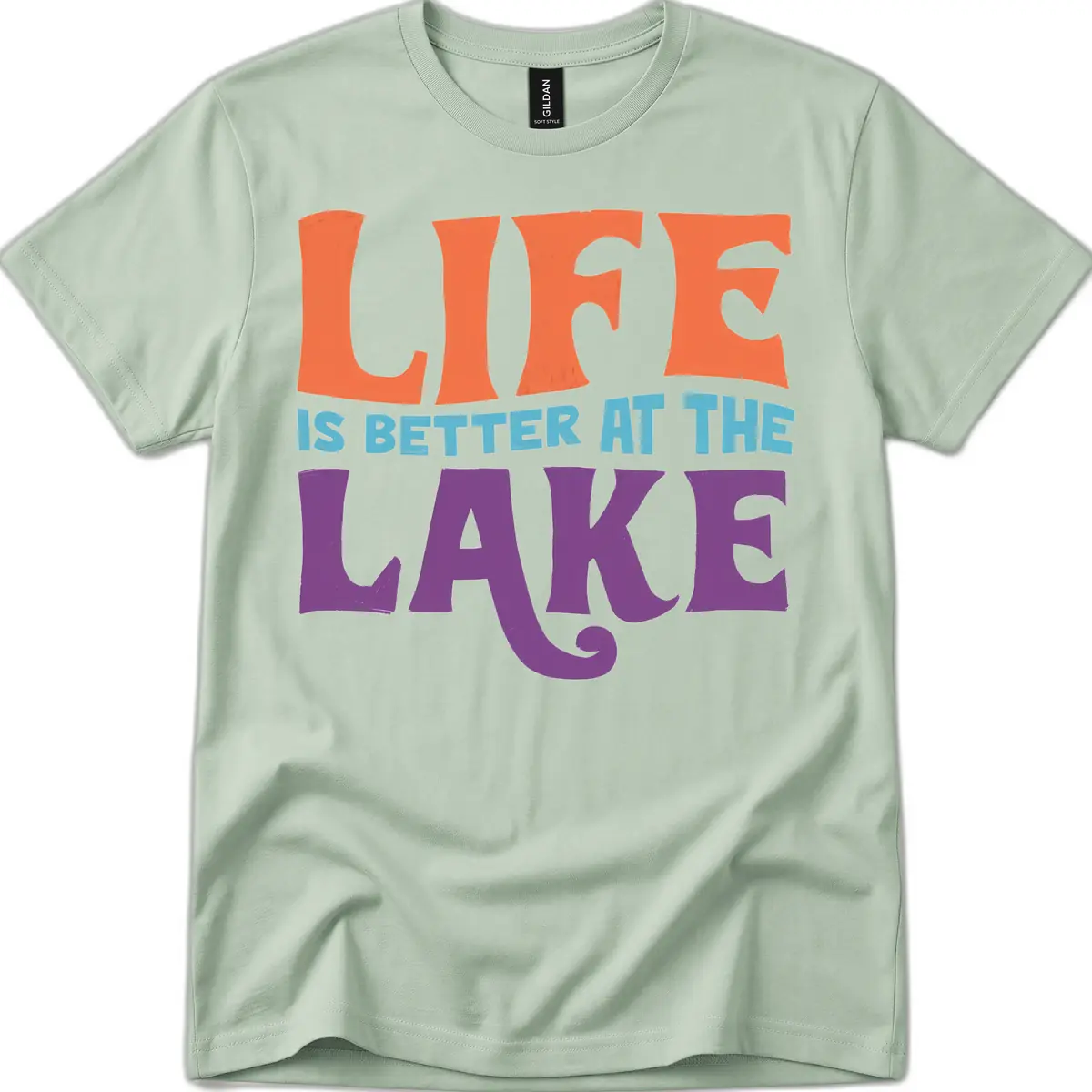 Life Is Better At The Lake Typography T-Shirt in Sage