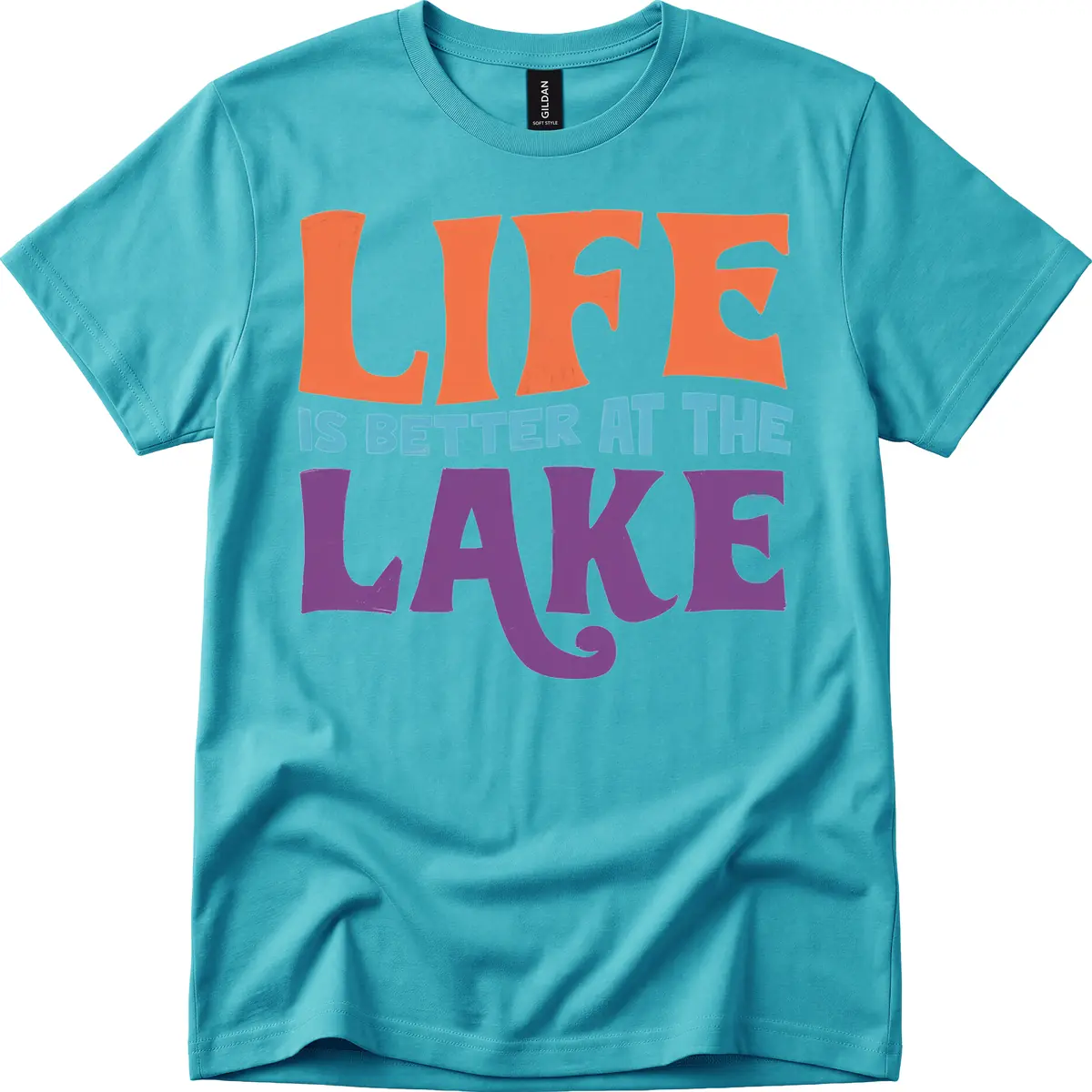 Life Is Better At The Lake Typography T-Shirt in Tropical Blue