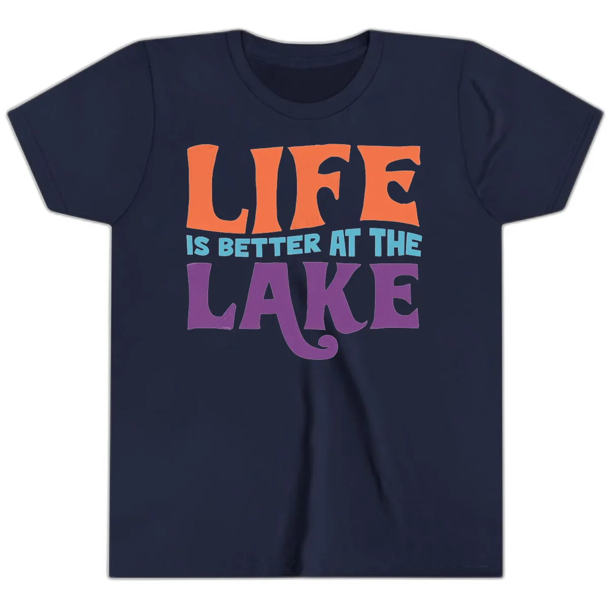 Life Is Better At The Lake Typography Youth T-Shirt in Navy