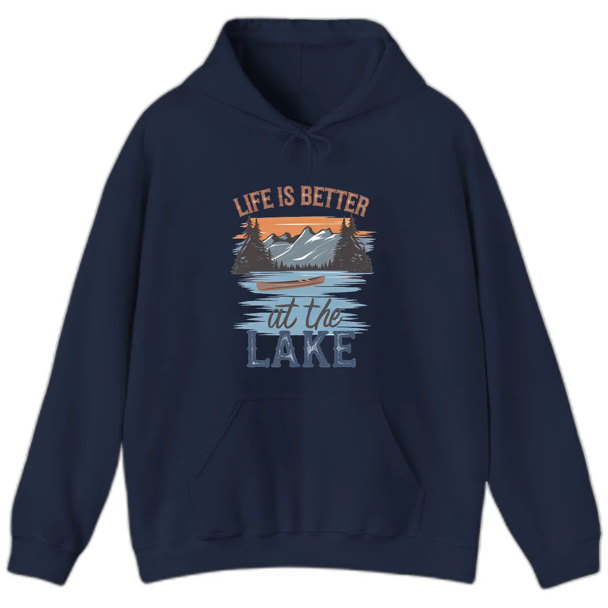 Life Is Better At The Lake Design Hoodie in Navy