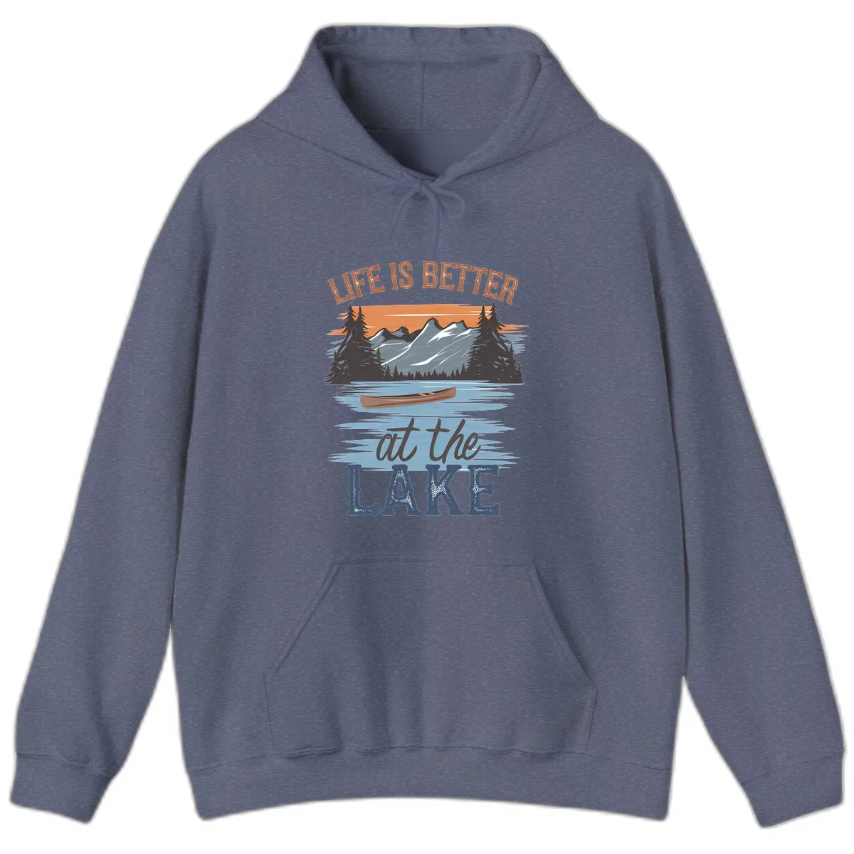 Life Is Better At The Lake Design Hoodie in Heather Navy