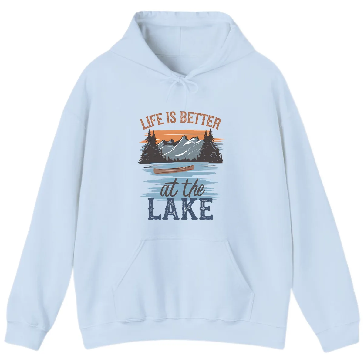 Life Is Better At The Lake Design Hoodie in Light Blue