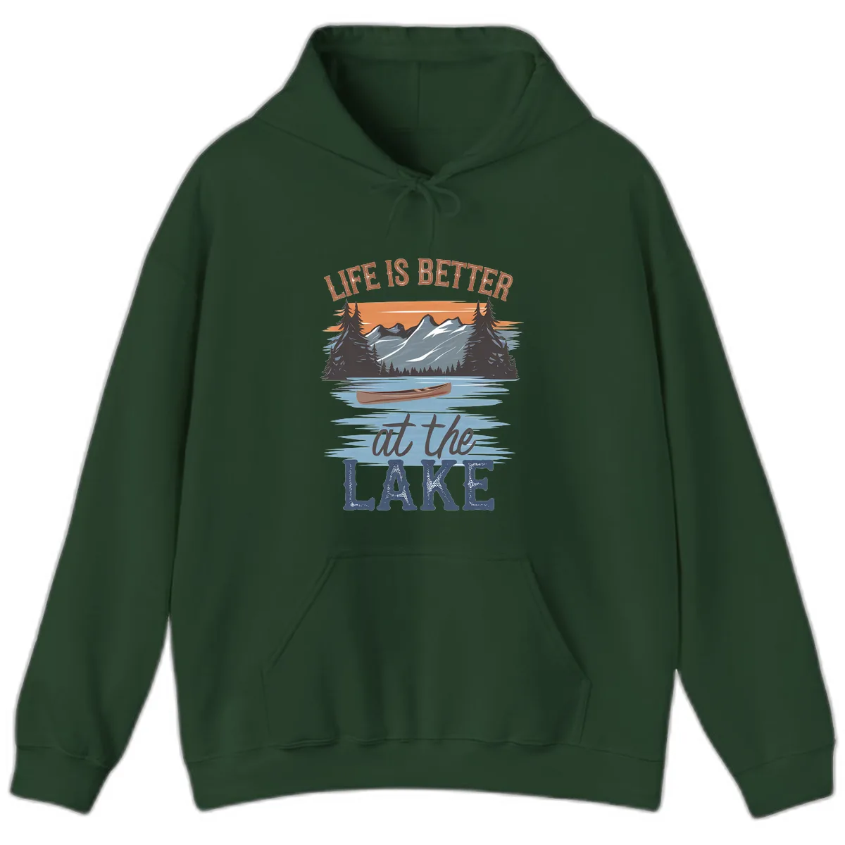 Life Is Better At The Lake Design Hoodie in Forest Green