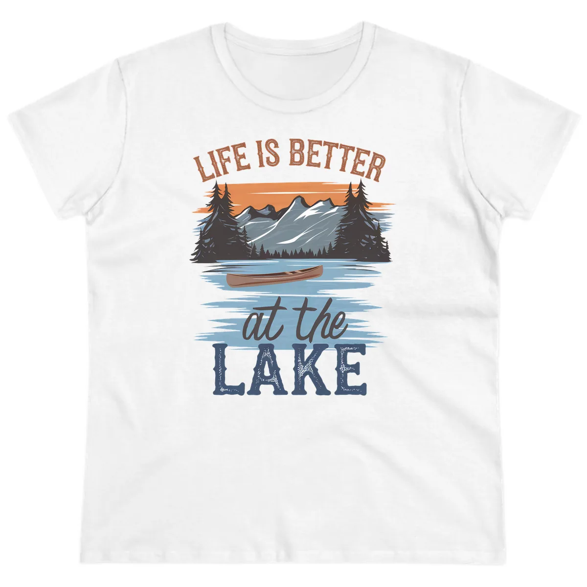 Life Is Better At The Lake Design Ladies Tee in White