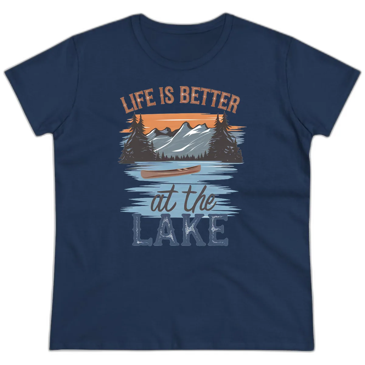 Life Is Better At The Lake Design Ladies Tee in Navy