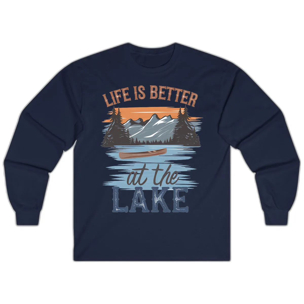 Life Is Better At The Lake Design Long Sleeve in Navy