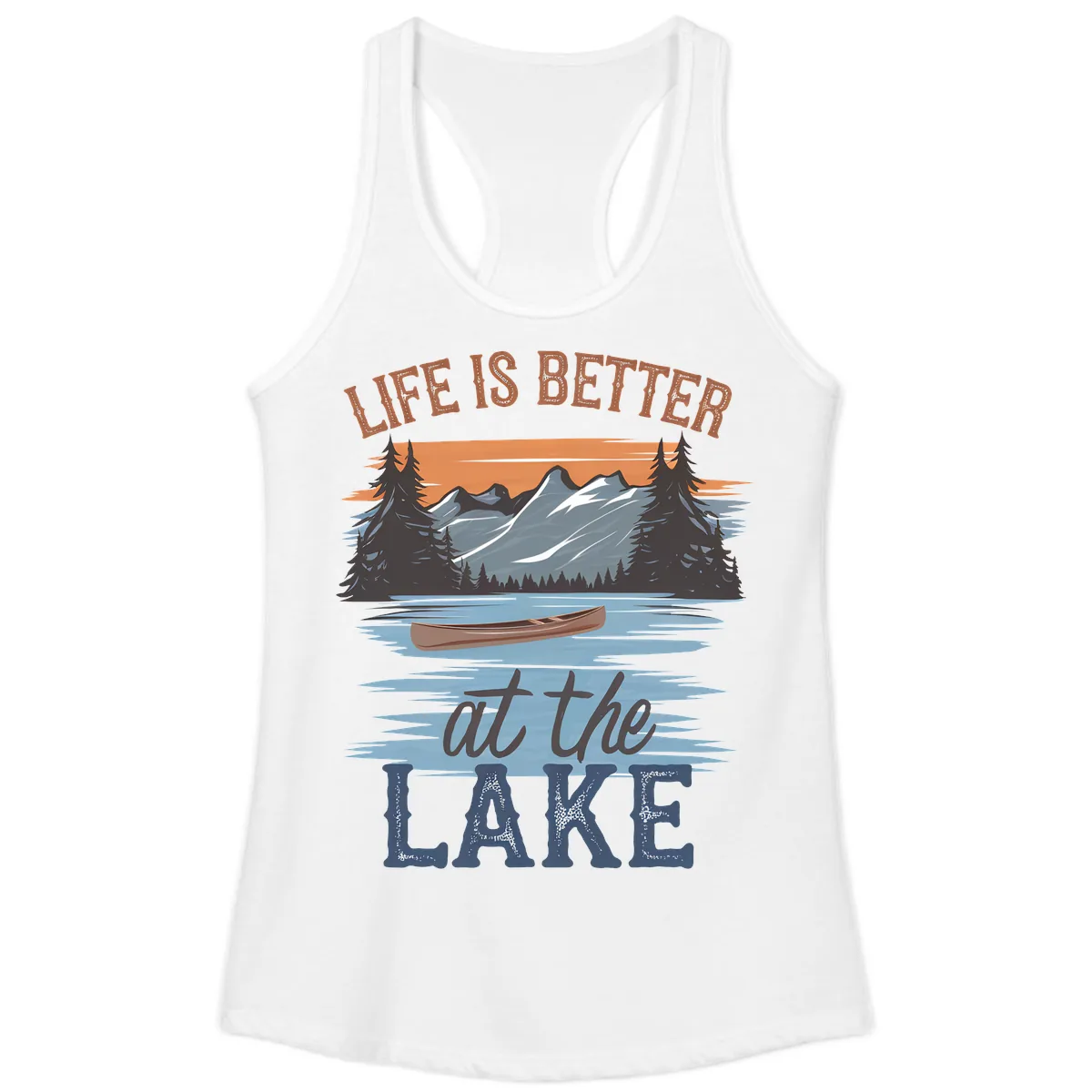 Life Is Better At The Lake Design Ladies Tank in White