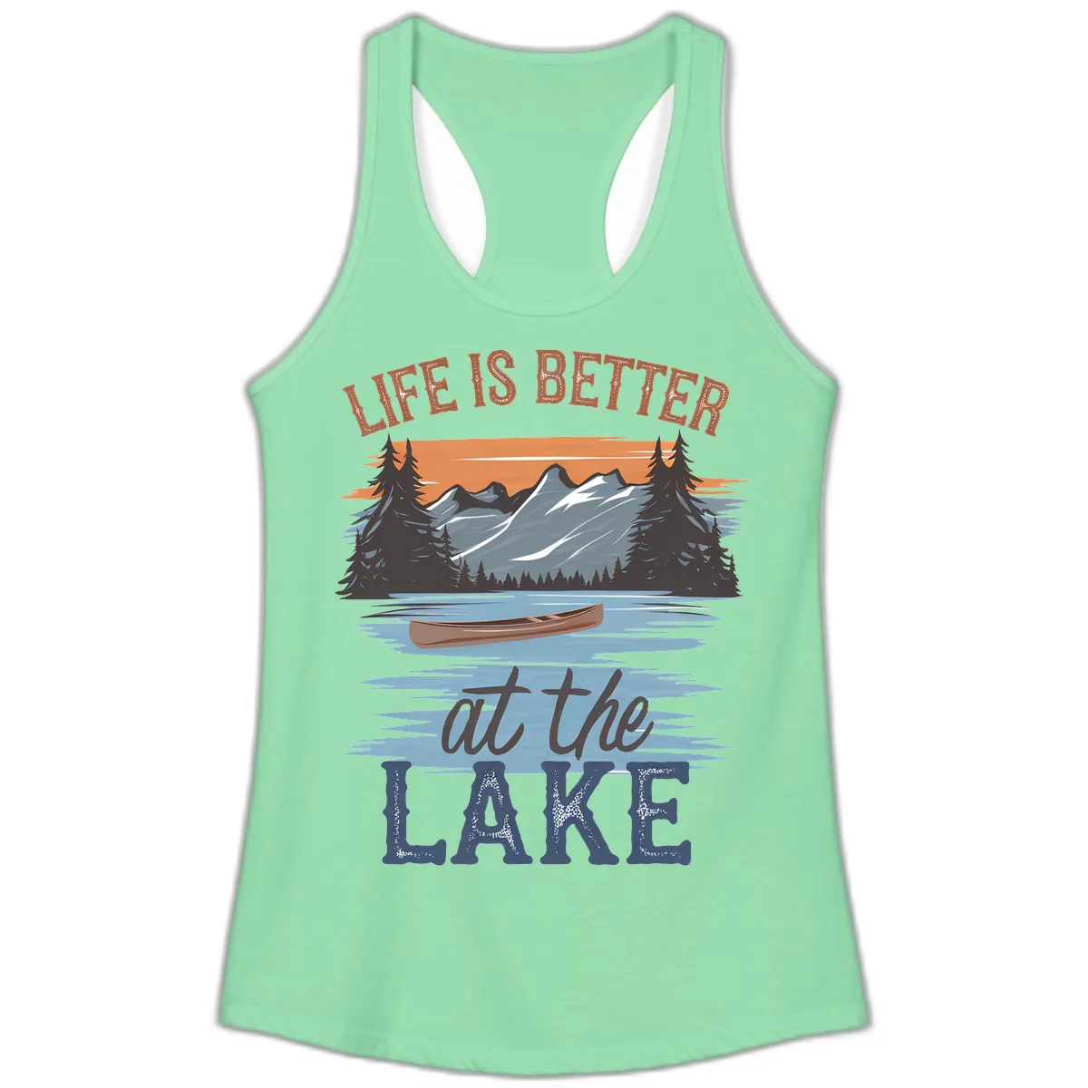 Life Is Better At The Lake Design Ladies Tank in Solid Mint