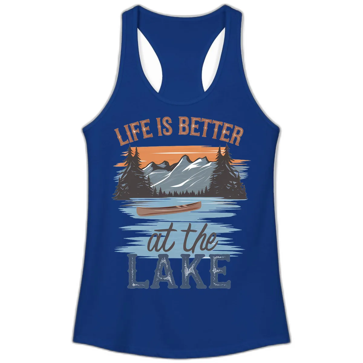Life Is Better At The Lake Design Ladies Tank in Solid Royal