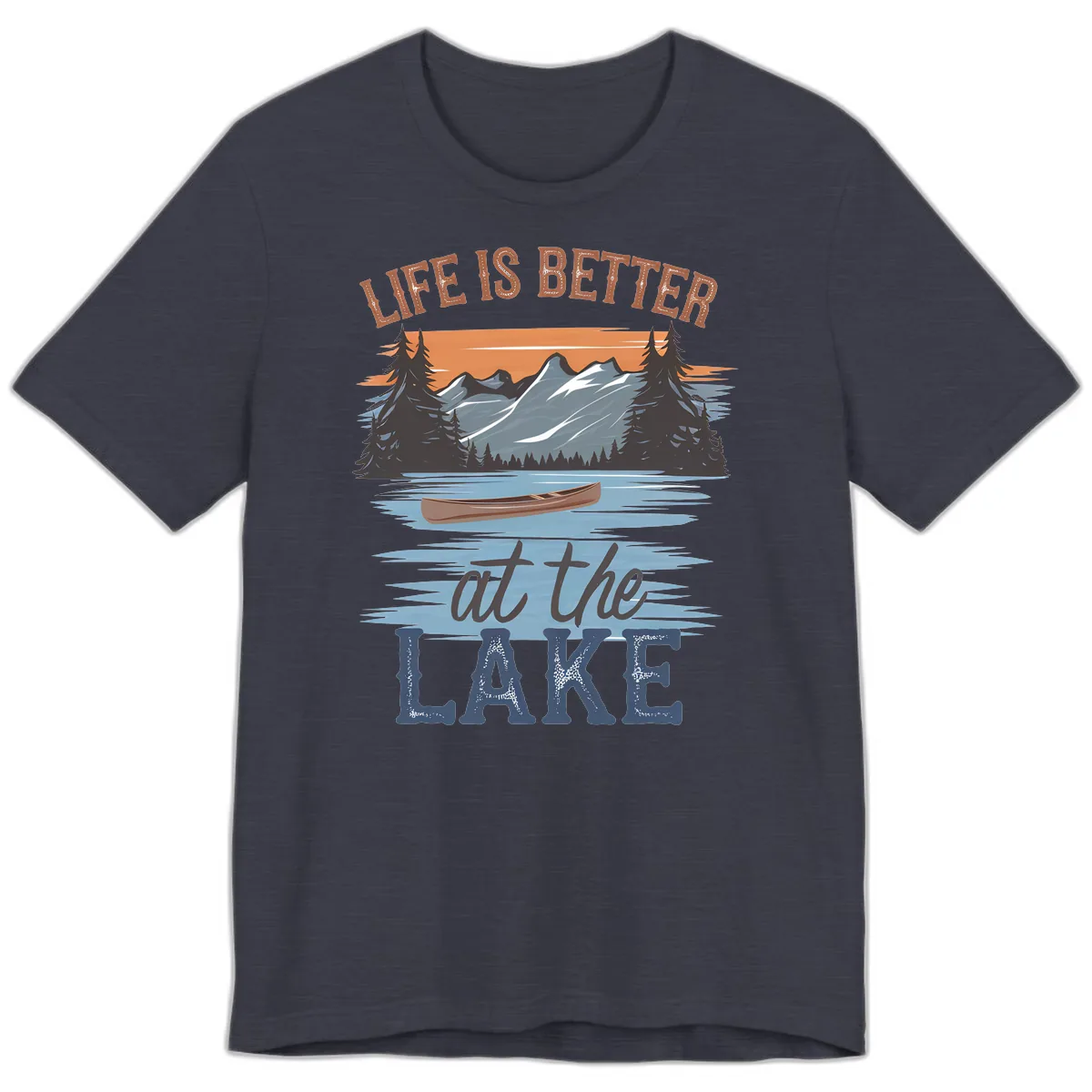Life Is Better At The Lake Design Premium T-Shirt in Heather Midnight Navy