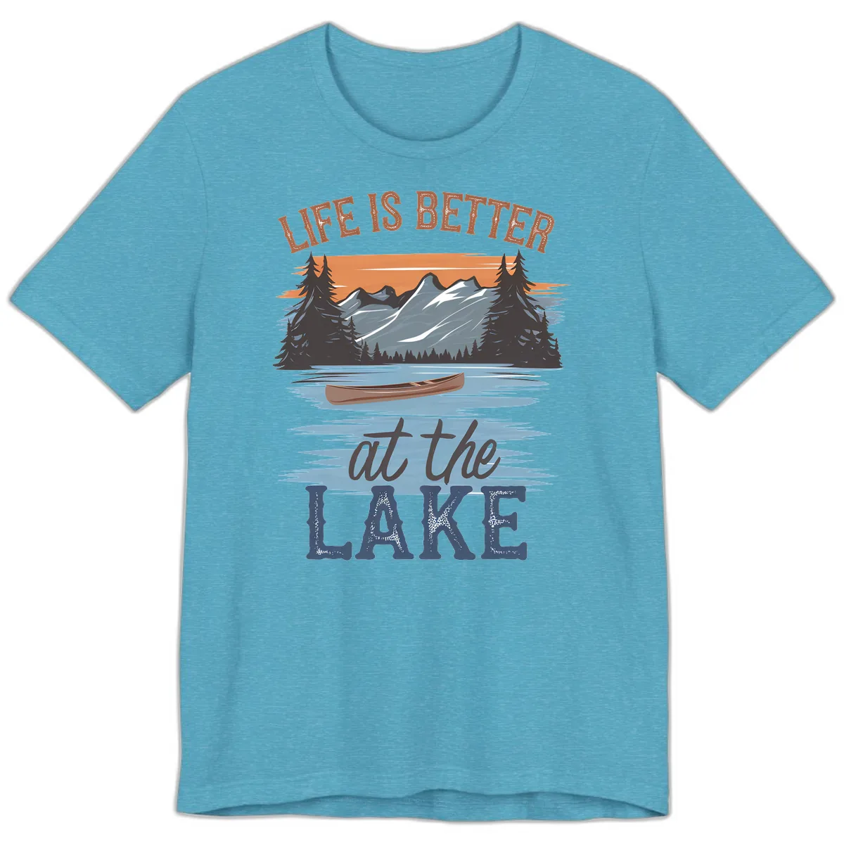Life Is Better At The Lake Design Premium T-Shirt in Heather Aqua