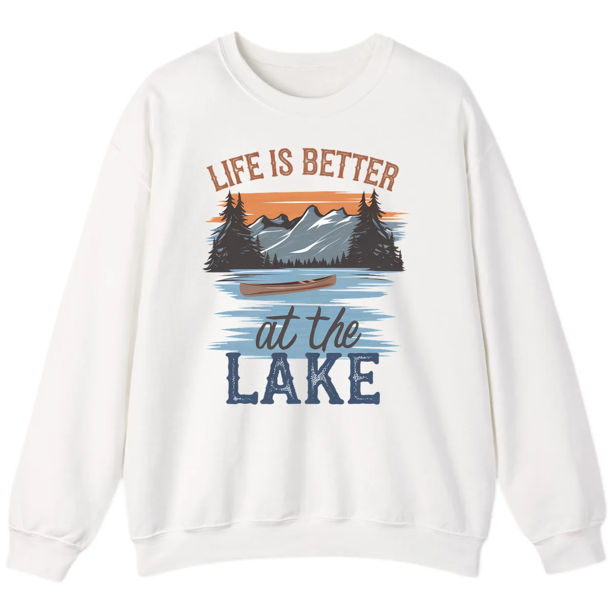 Life Is Better At The Lake Design Sweatshirt in White