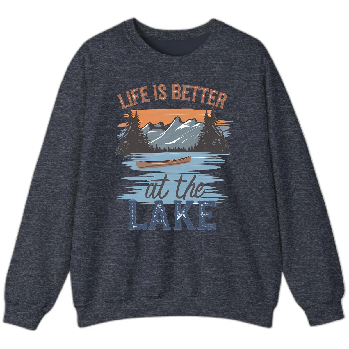 Life Is Better At The Lake Design Sweatshirt in Heather Sport Dark Navy